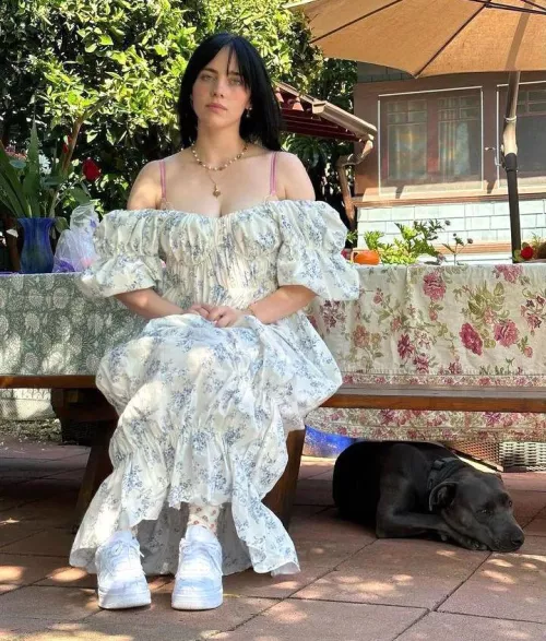 Billie in floral dress | IG April 2023
