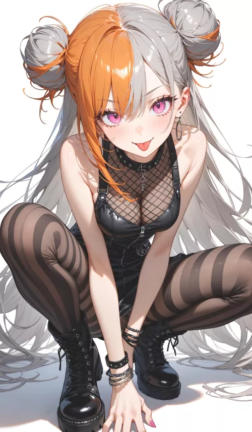 Combat Boots & Striped Tights 