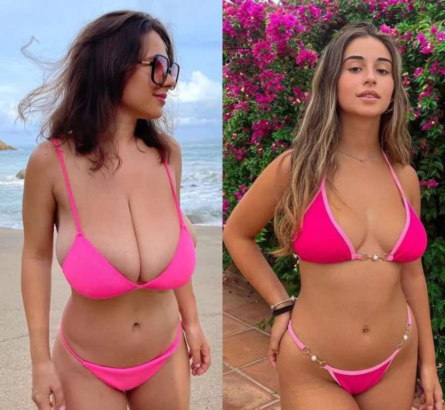 Do you prefer the girl in the heavily filled bikini or the other and why ?