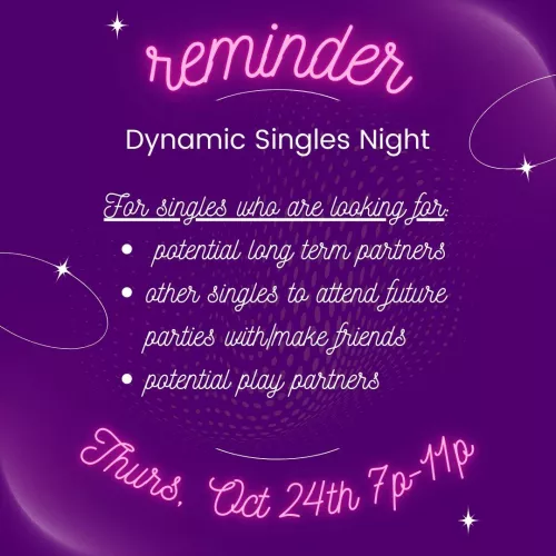 Don't miss out! Play party for singles! Tomorrow 10/24 7p-11p