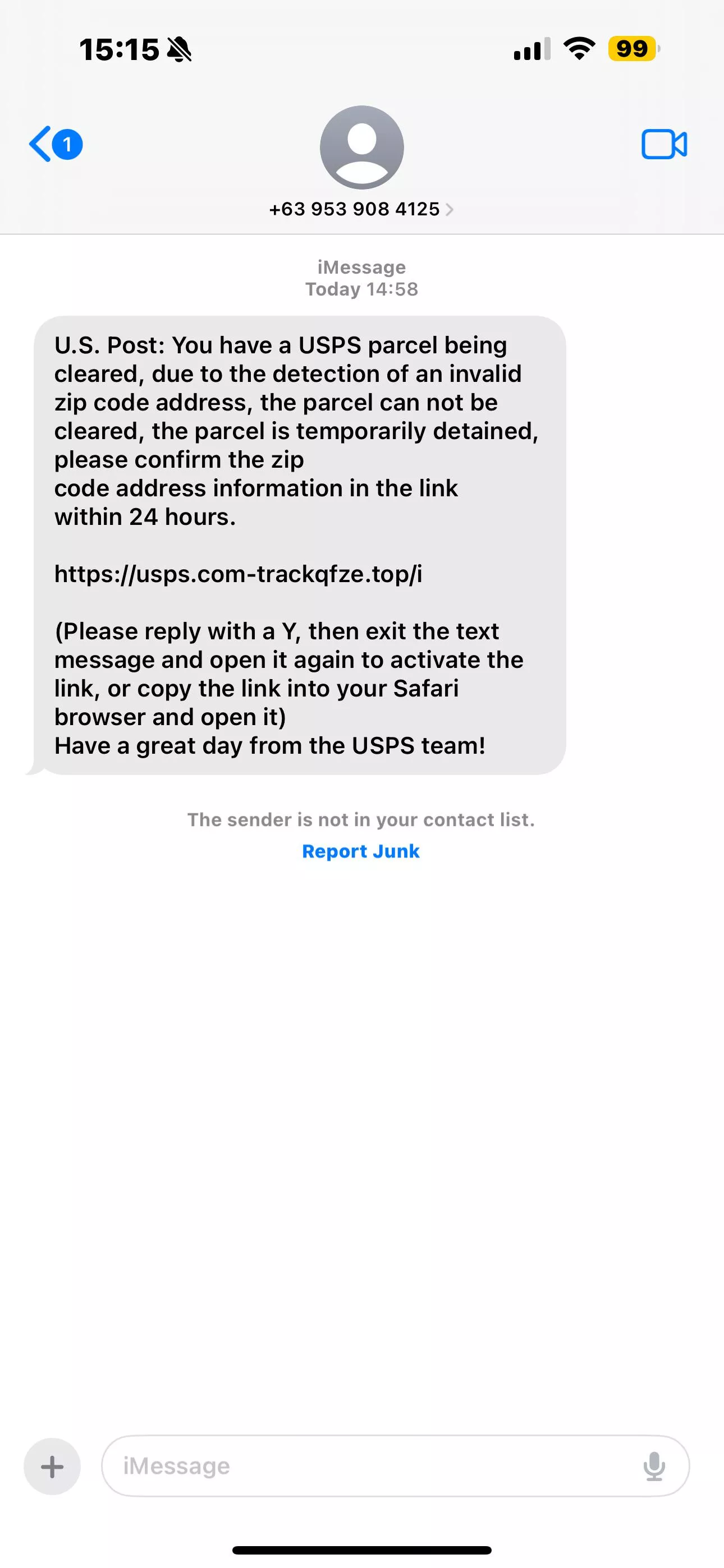 Finally got the scam text after a year. 