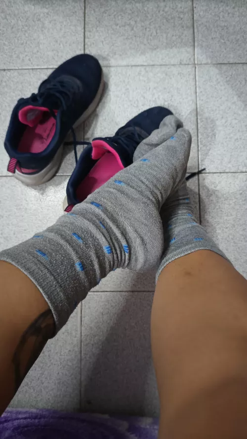 I just got back from the gym, they're wet and not very hot. I want you to take them off me and cum on them...