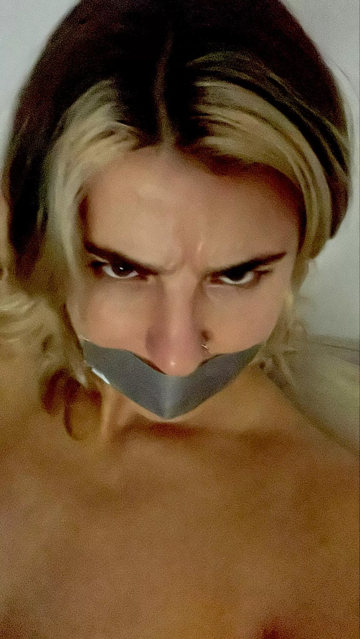 I love having my mouth gagged with tape but I’m angry cause you don’t tie me up