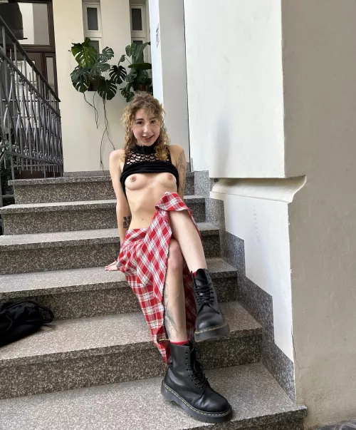 I meet you in the driveway with bare tits. How about that