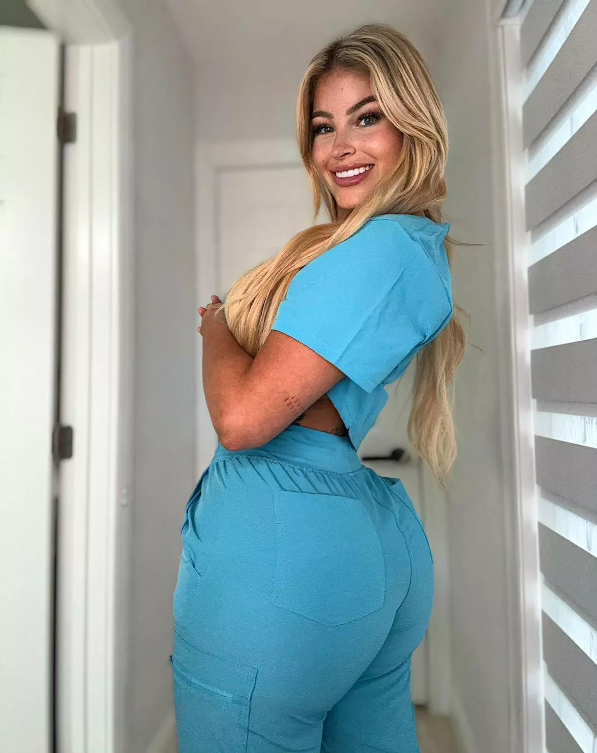 In uniform but still rocking sexy