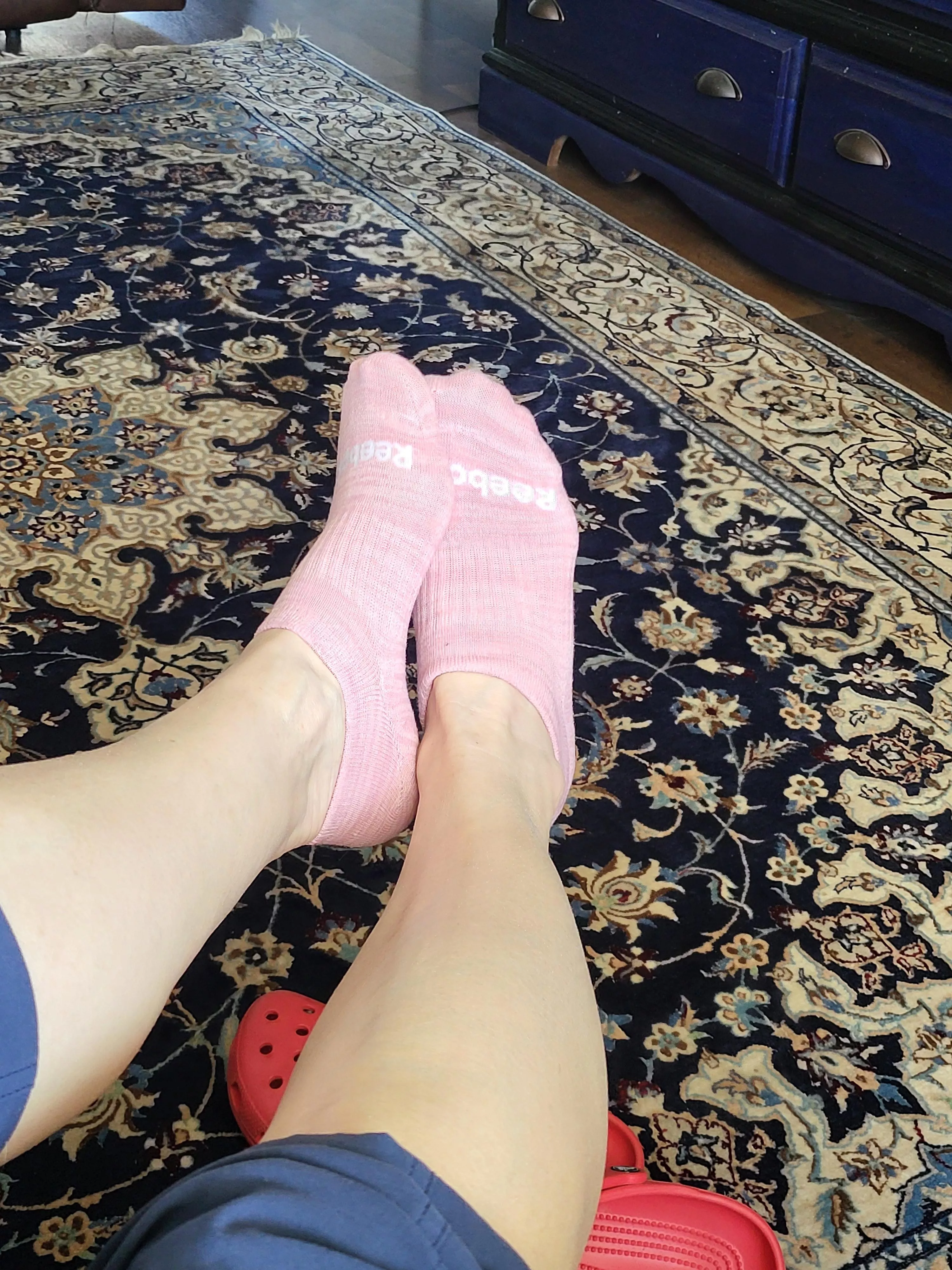 Just my feet wrapped in my pretty, new ankle socks