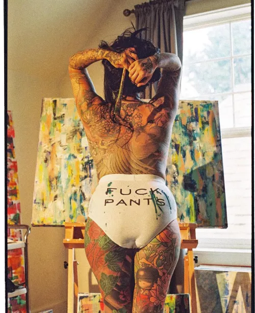 Let this tattooed milf teach you how to paint 