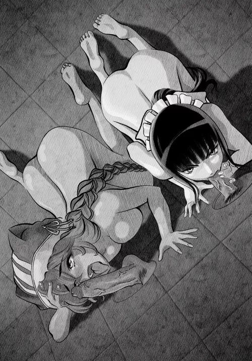 Lupus and Nabe serving their punishments (commission by lm_does)