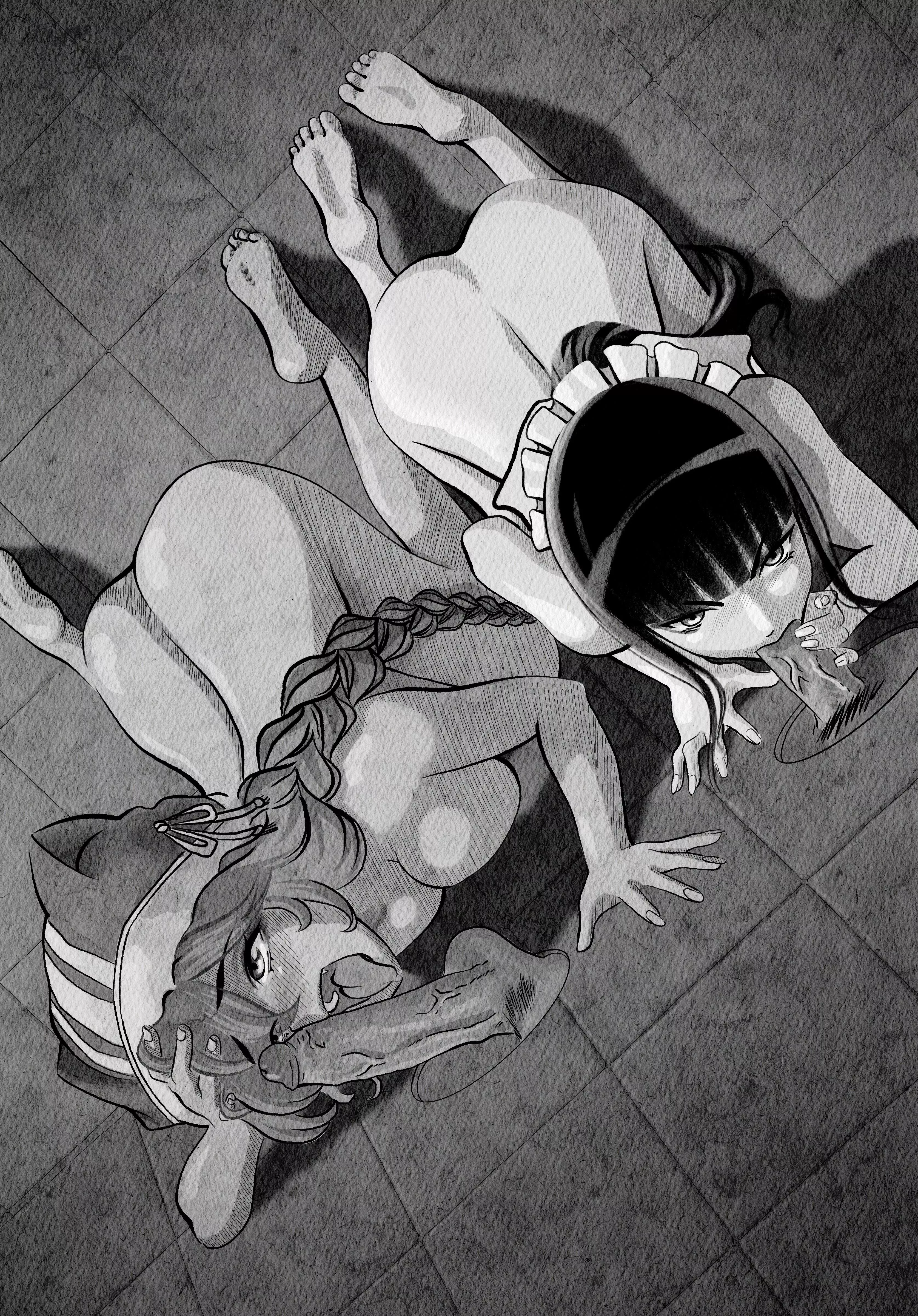 Lupus and Nabe serving their punishments (commission by lm_does)