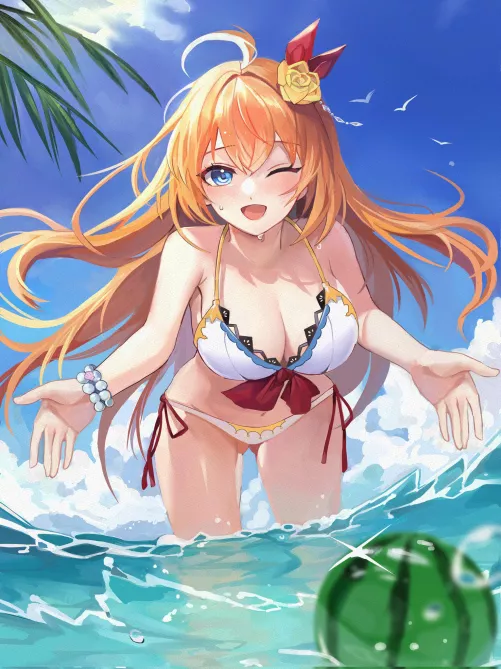 Pecorine enjoying the water