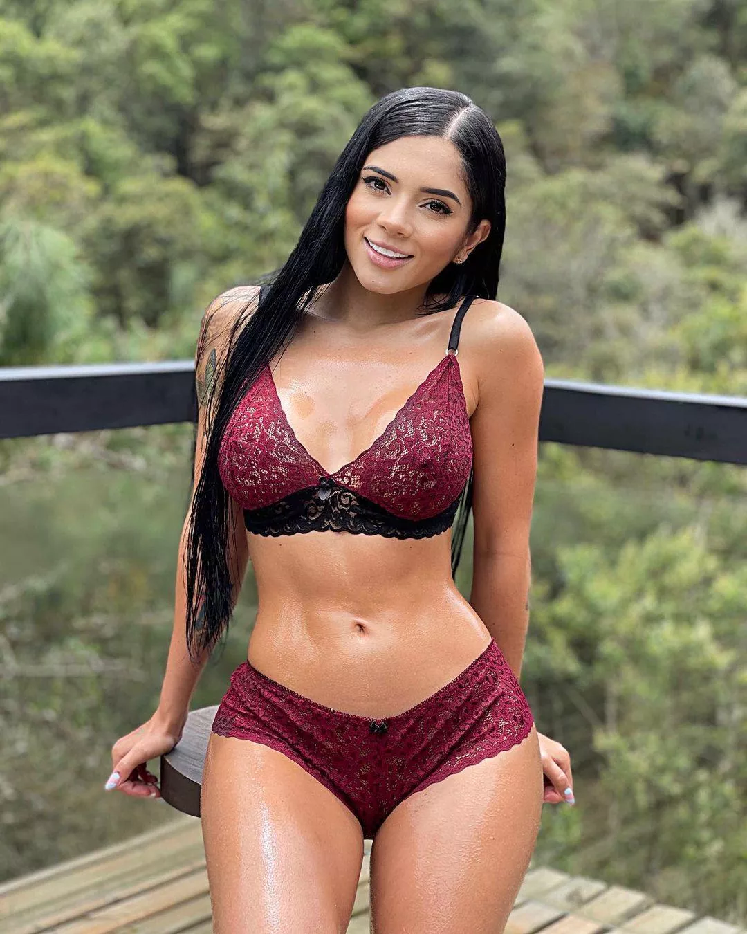 Petite Colombian Latina in the woods