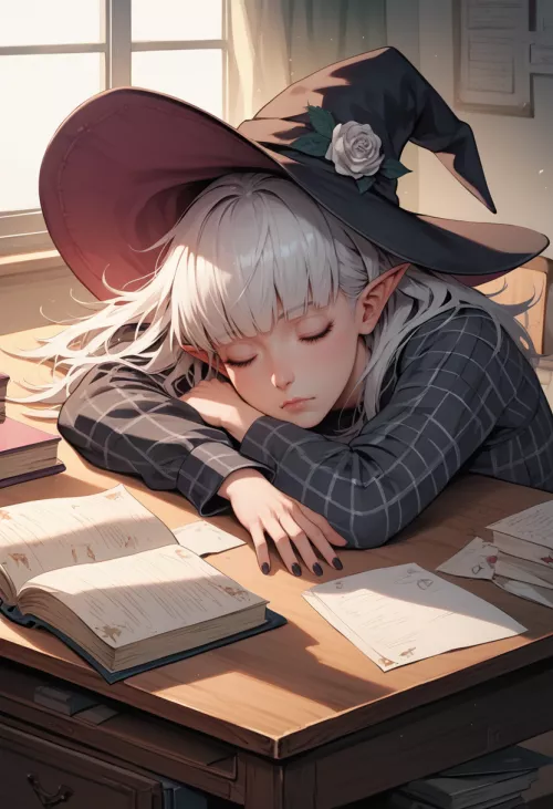 Studying on her Human's behalf....