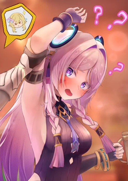 Traveler raises Citlali's right arm (edosei_edo) [Genshin Impact]