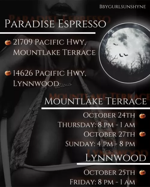 Trick or treat, babe? 👻 🎃🖤 Come see me in my super tiny Halloween fits and let me brew you something sinful and oh-so-nice. Who’s ready for a taste of temptation? 😉☕  follow my Instagram @bbygurlsunshyne