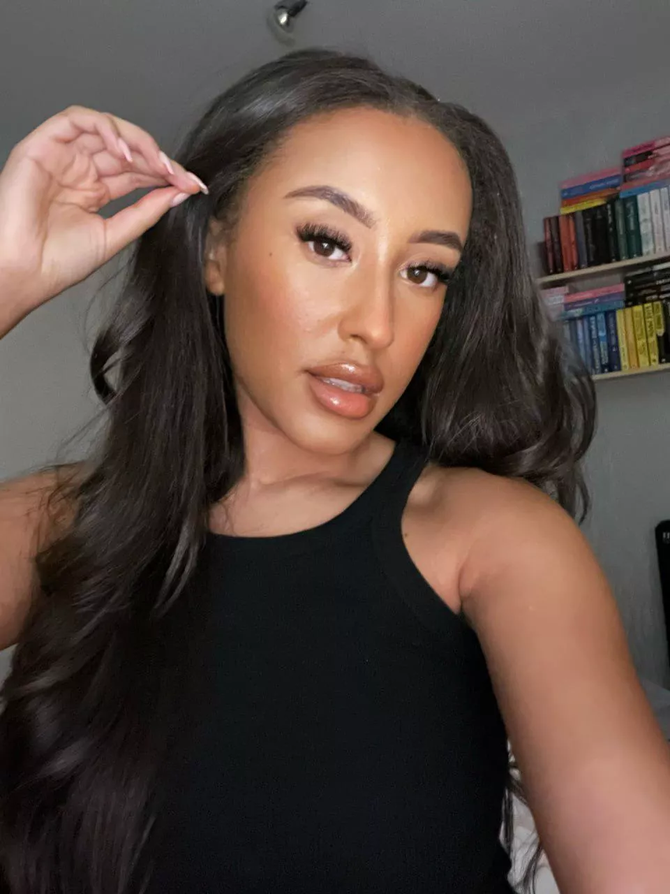 Trying on some lip gloss