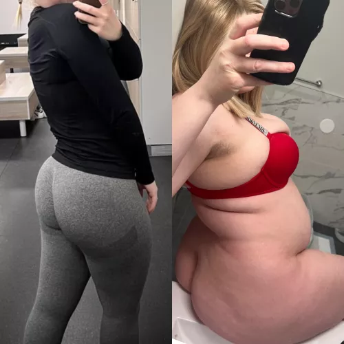 70lbs difference 🩷🥰 a lot of people judge me now but idc! i love myself!