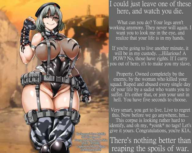 captured by enemy soldier [rape][femdom][slave][your life is ruined but the millitary probably did that anyway]