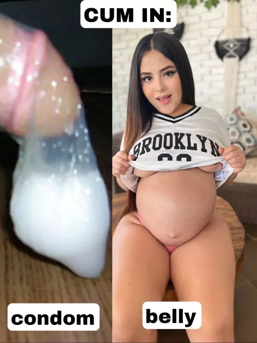 Cum in condom / belly