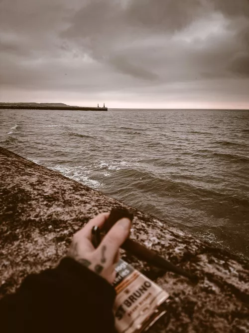 Had some time to kill before work. St Bruno in my John Brumfit, looking out to sea. 