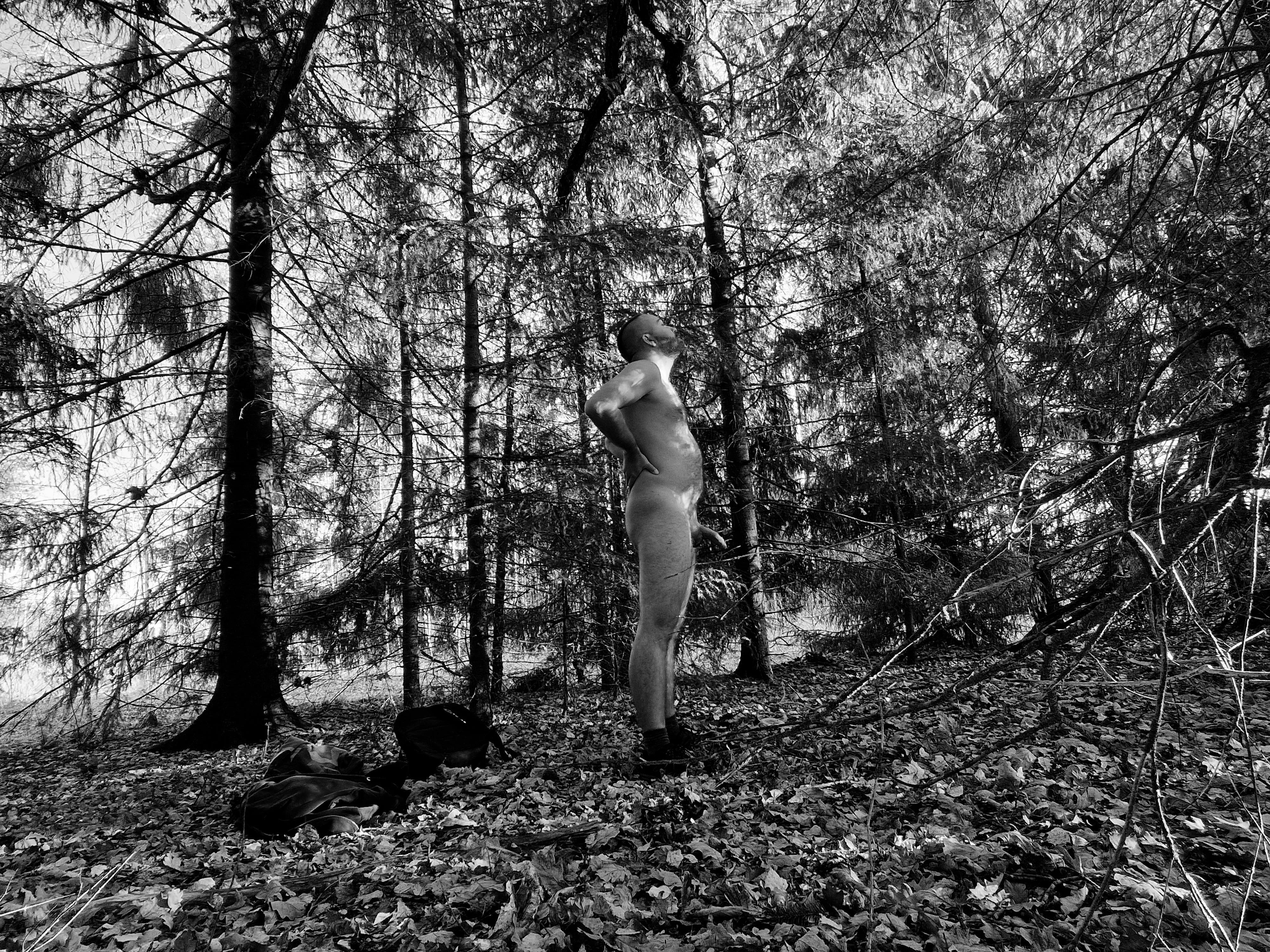 It's so nice to just throw off your clothes when you're in the woods.