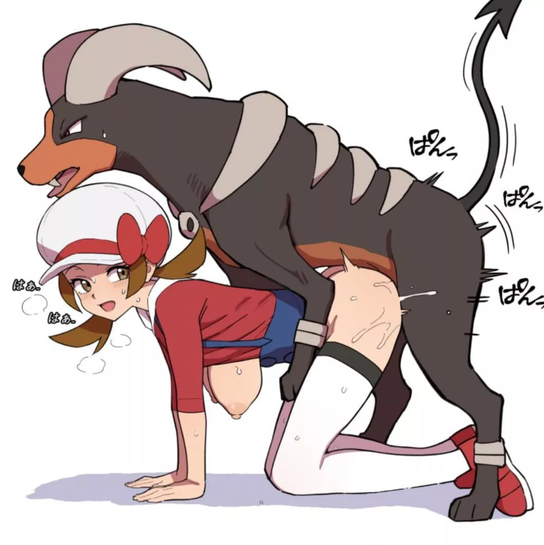 Lyra helping out houndoom with his pent up frustration (Hentamonn)