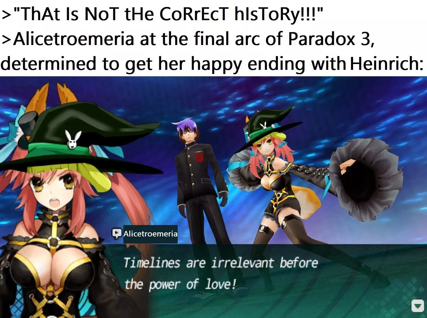Memes while waiting for the full version of Paradox 3 (6 DAYS LEFT): Alicetroemeria, An Extra Life With Her Ancient Hero.