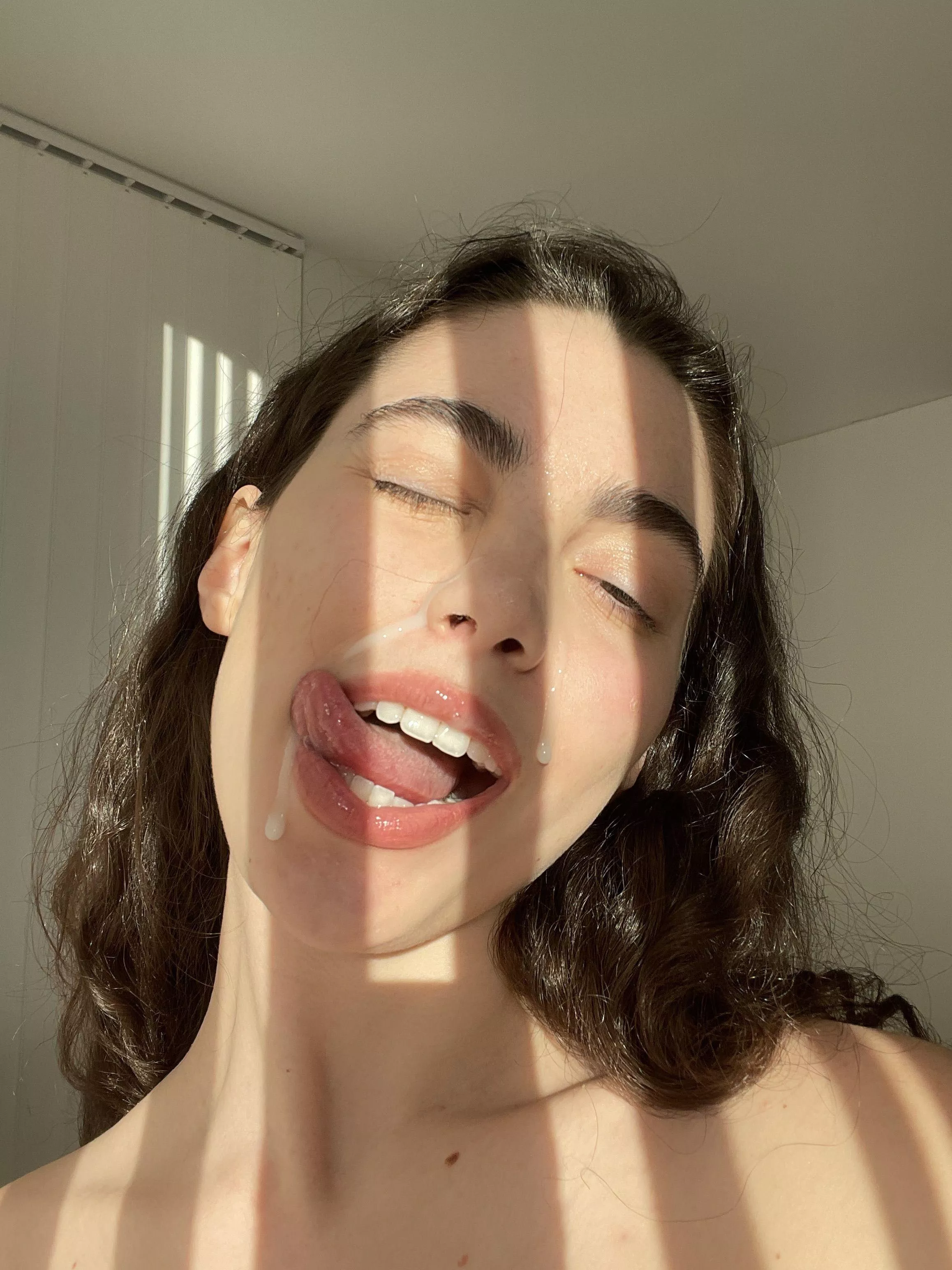 playfully, I want semen running down my face