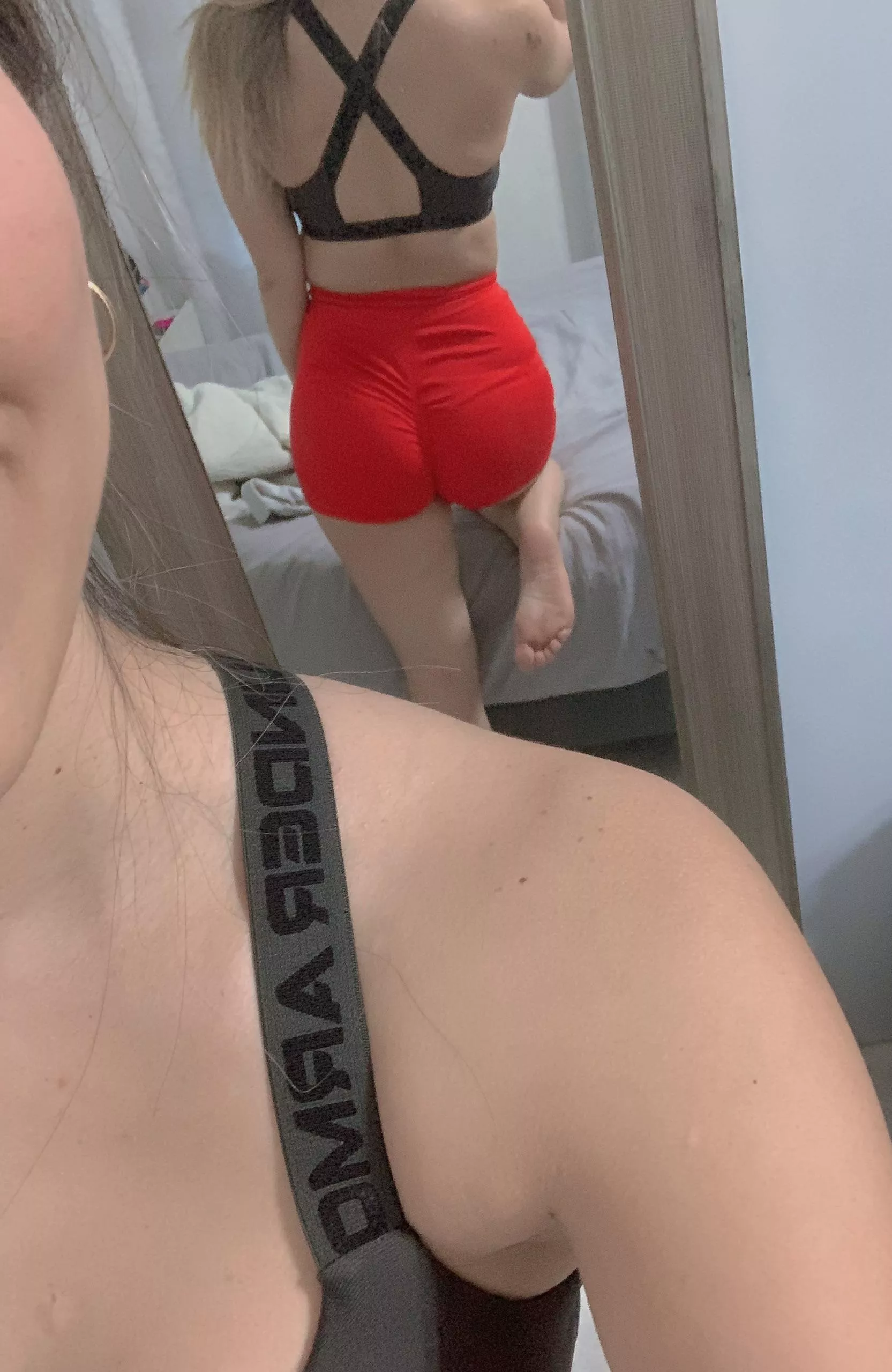 Red yoga shorts 