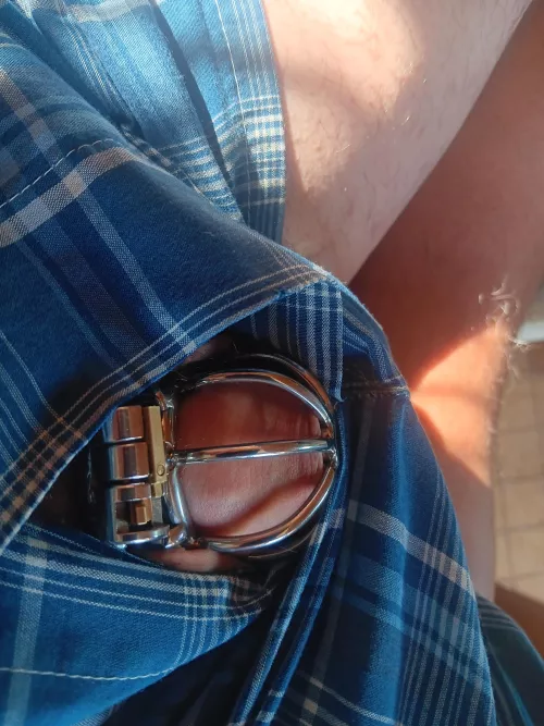 Rubbed my little to orgasm with 1 finger ,caged. 1st