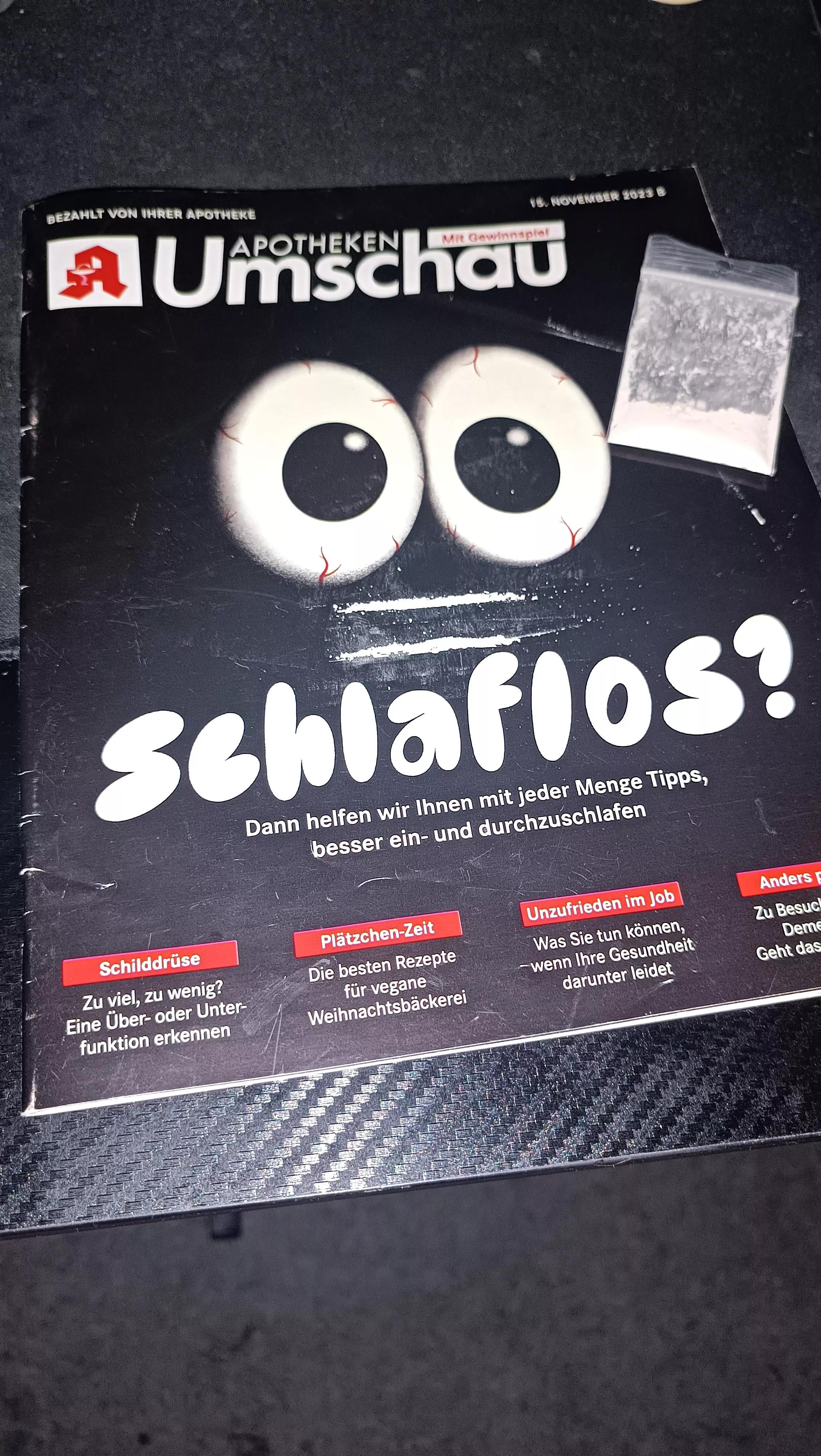 Schlaflos? Habe gerade eine alte Ausgabe einer Apotheken Umschau bei mir gefunden und dachte mir, dass wäre doch ganz witzig.