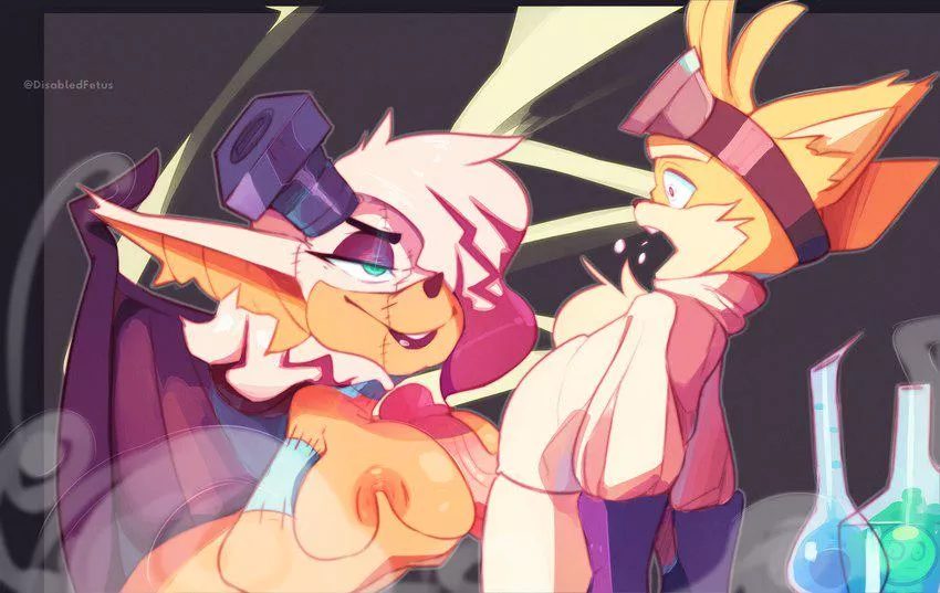 Tails and Rouge on Halloween (disabledfetus)