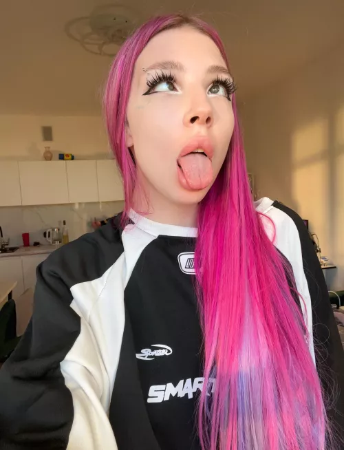 This tongue is for cum daddy, I ahegao girl waiting for it from you