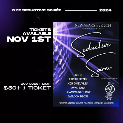 Tickets go on sale 1 week from today, November 1st!! Set a reminder ;) We are capping this one at 200 guests....Tag a friend and let's ring in the New Year in the most fun and sexy way! 