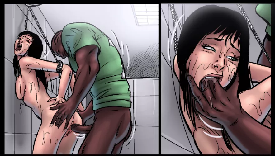 Tied up in the bathroom (art by Celestin)