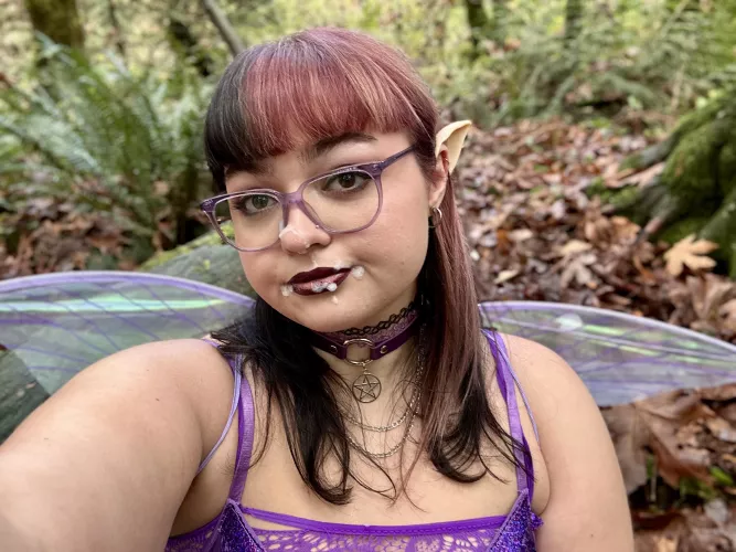 A fairy got a facial in the woods (f) 