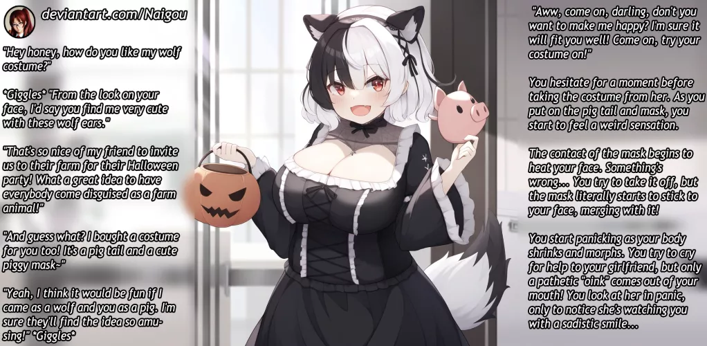 Become her pig for Halloween Part1 [commission][femdom][pig TF][transformation][pet play]