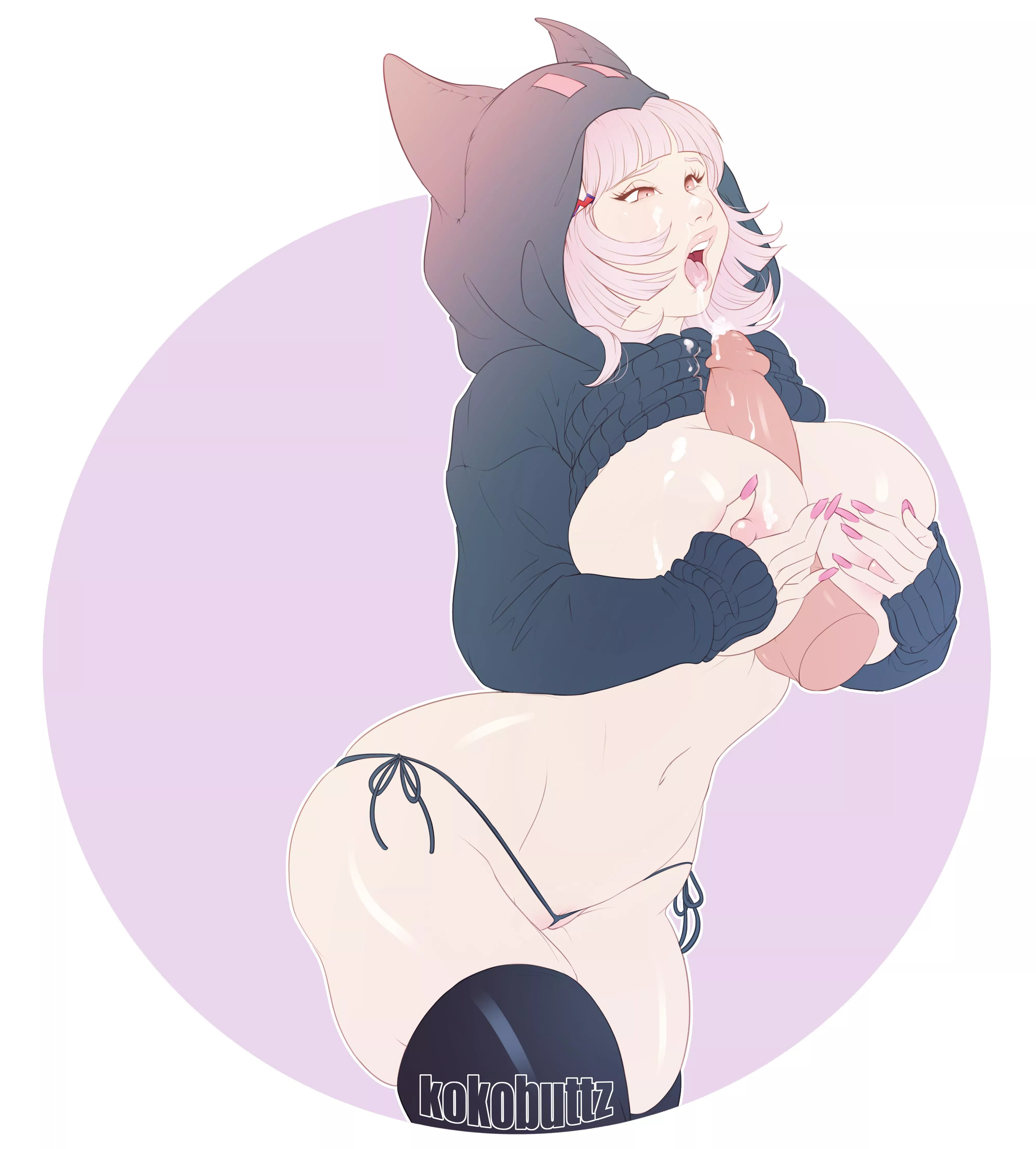 Chiaki gets a fat load from a titfuck (kokobuttz)