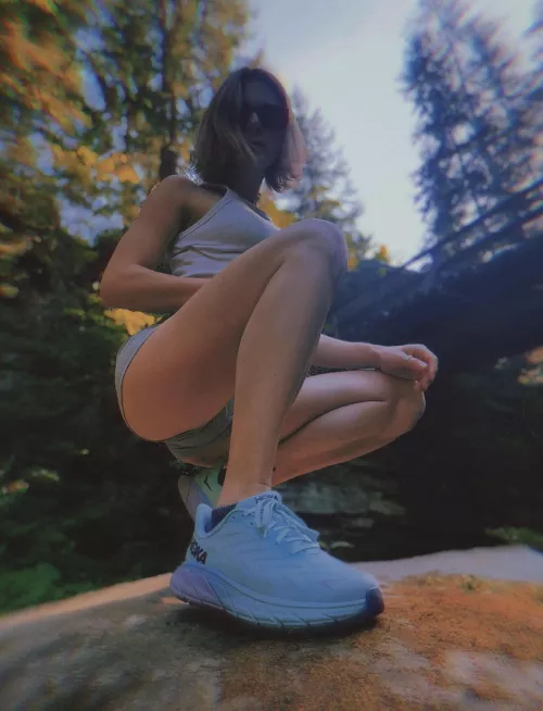 Come and look at my giant feet. Maybe you'll get crushed