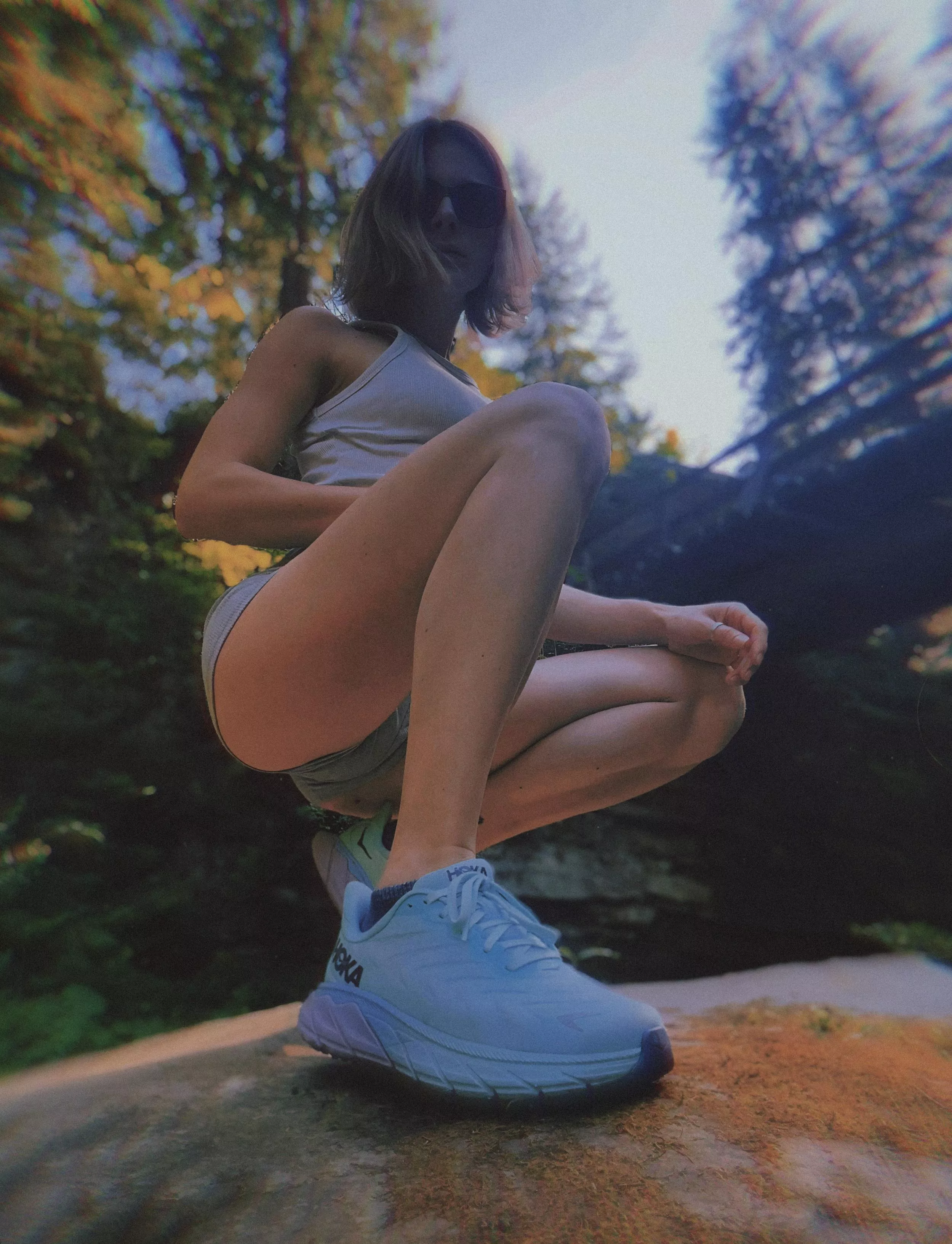 Come and look at my giant feet. Maybe you'll get crushed