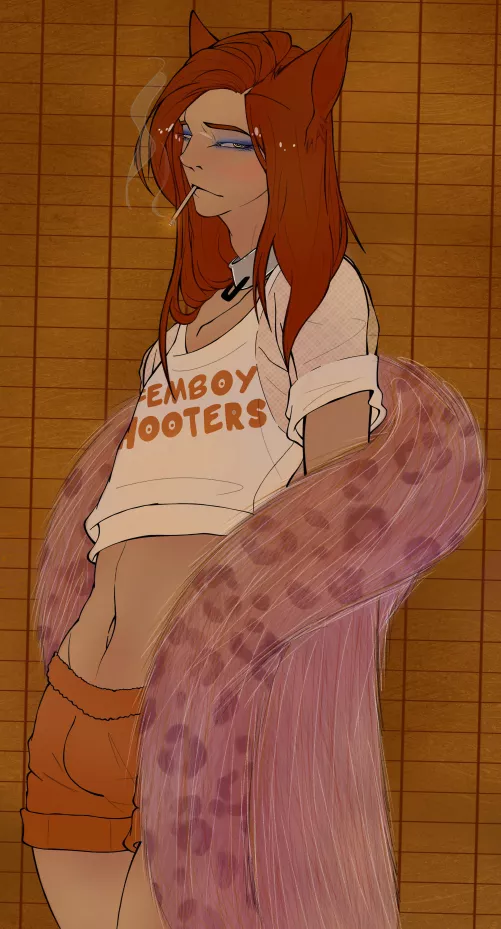 Femboy Hooters (art and character by me - AkKik!) 