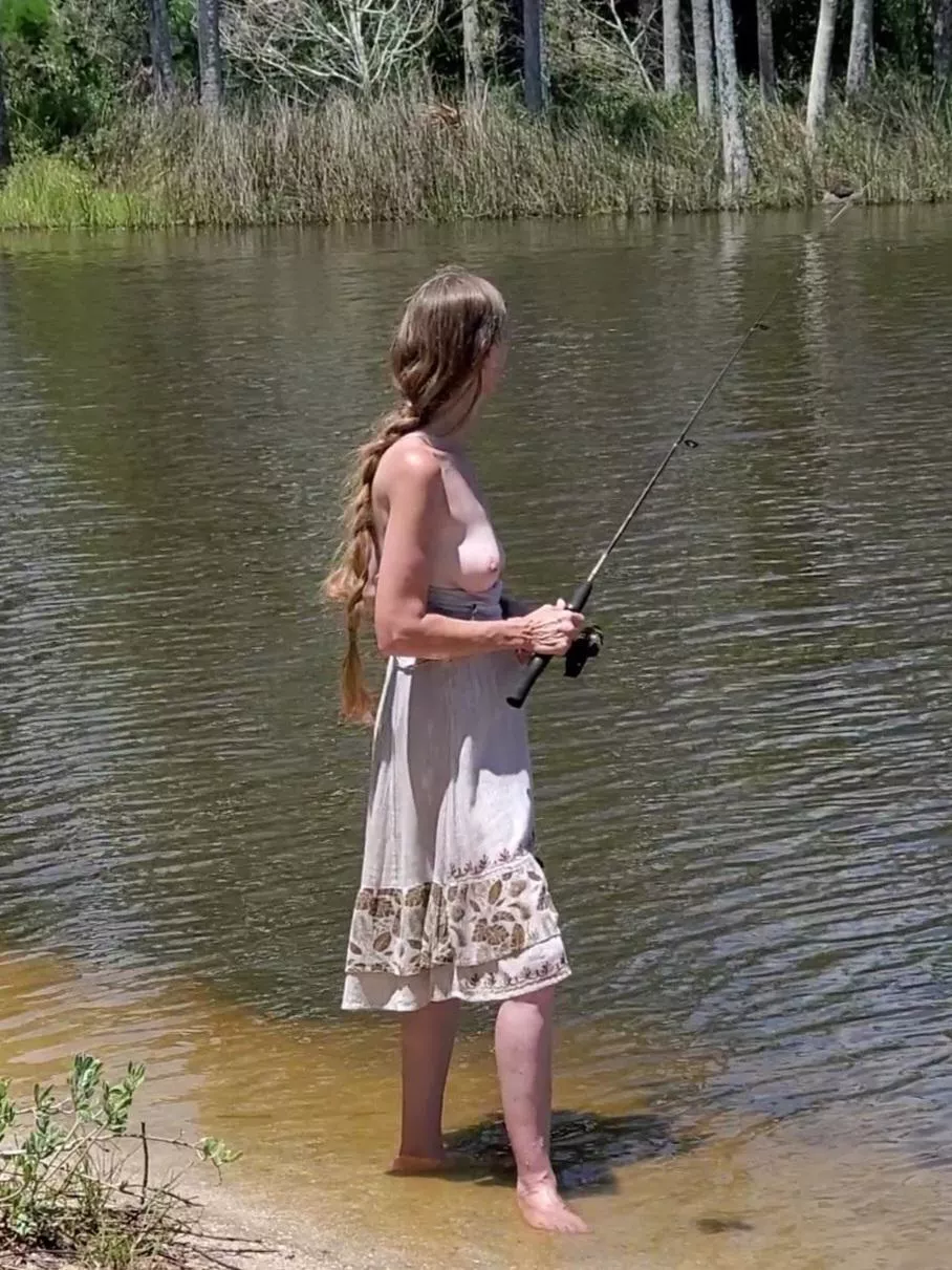 Fishing topless = more bites