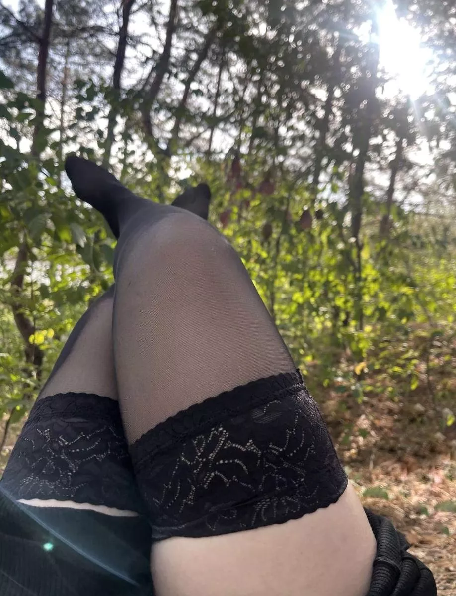 I adjust my stockings and wait, baby