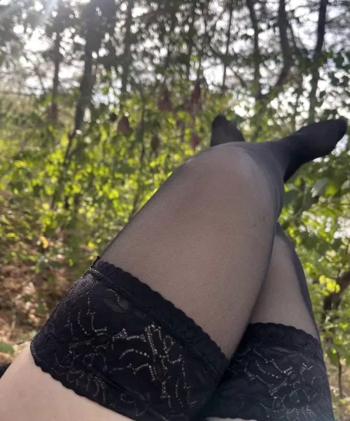 I adjust my stockings and wait, baby