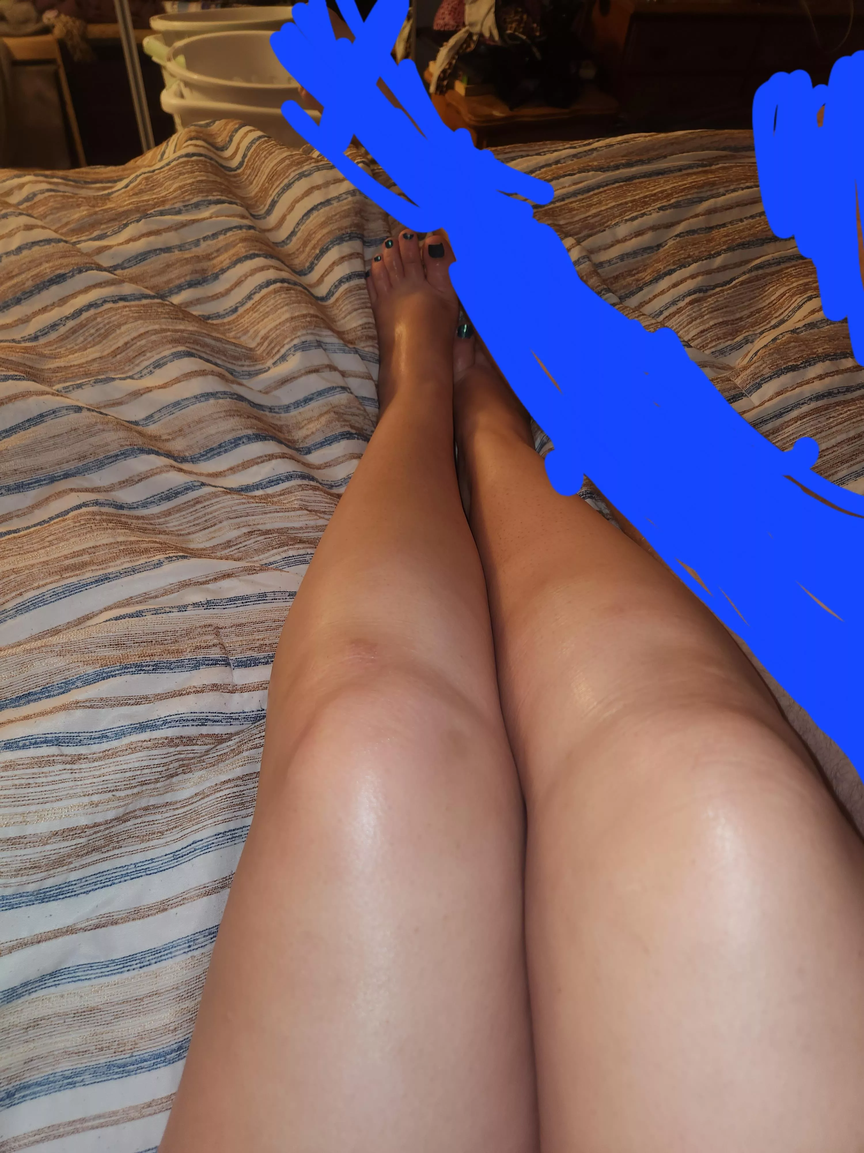 I oiled my legs and feet up