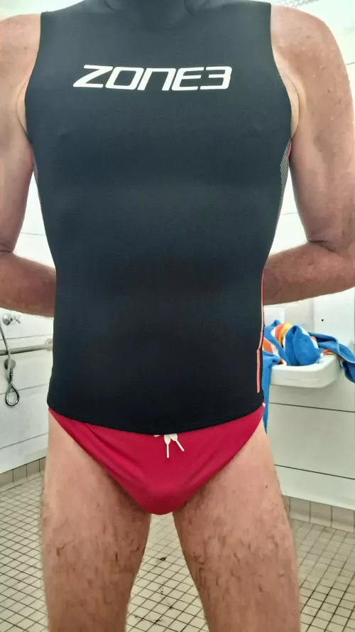 Japanese Arena swimsuit and Zone 3 neoprene vest.