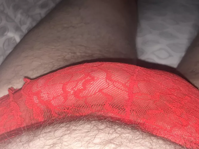 Lace on hard cock is the best feeling