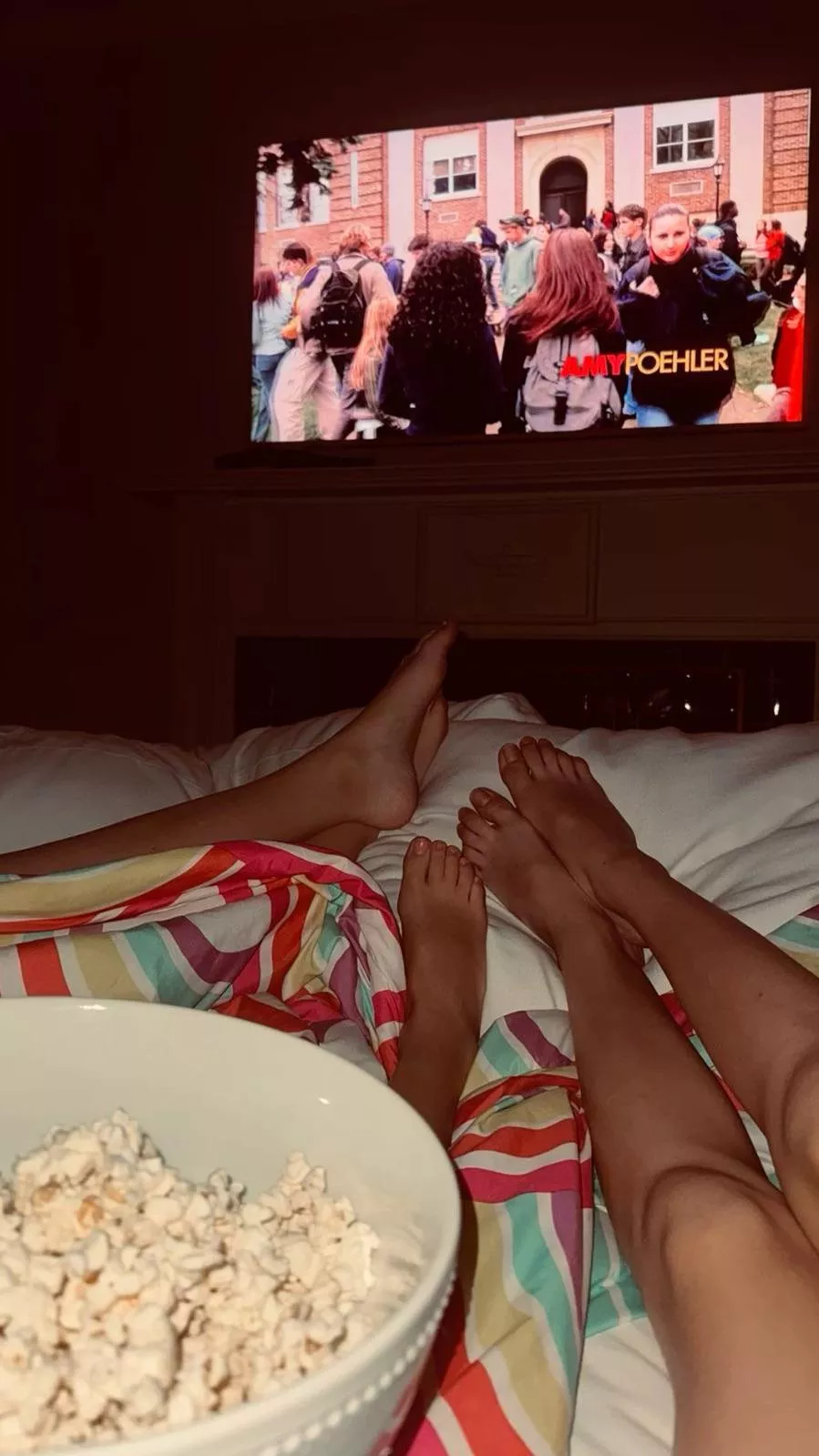 Movie night with roommates 😇