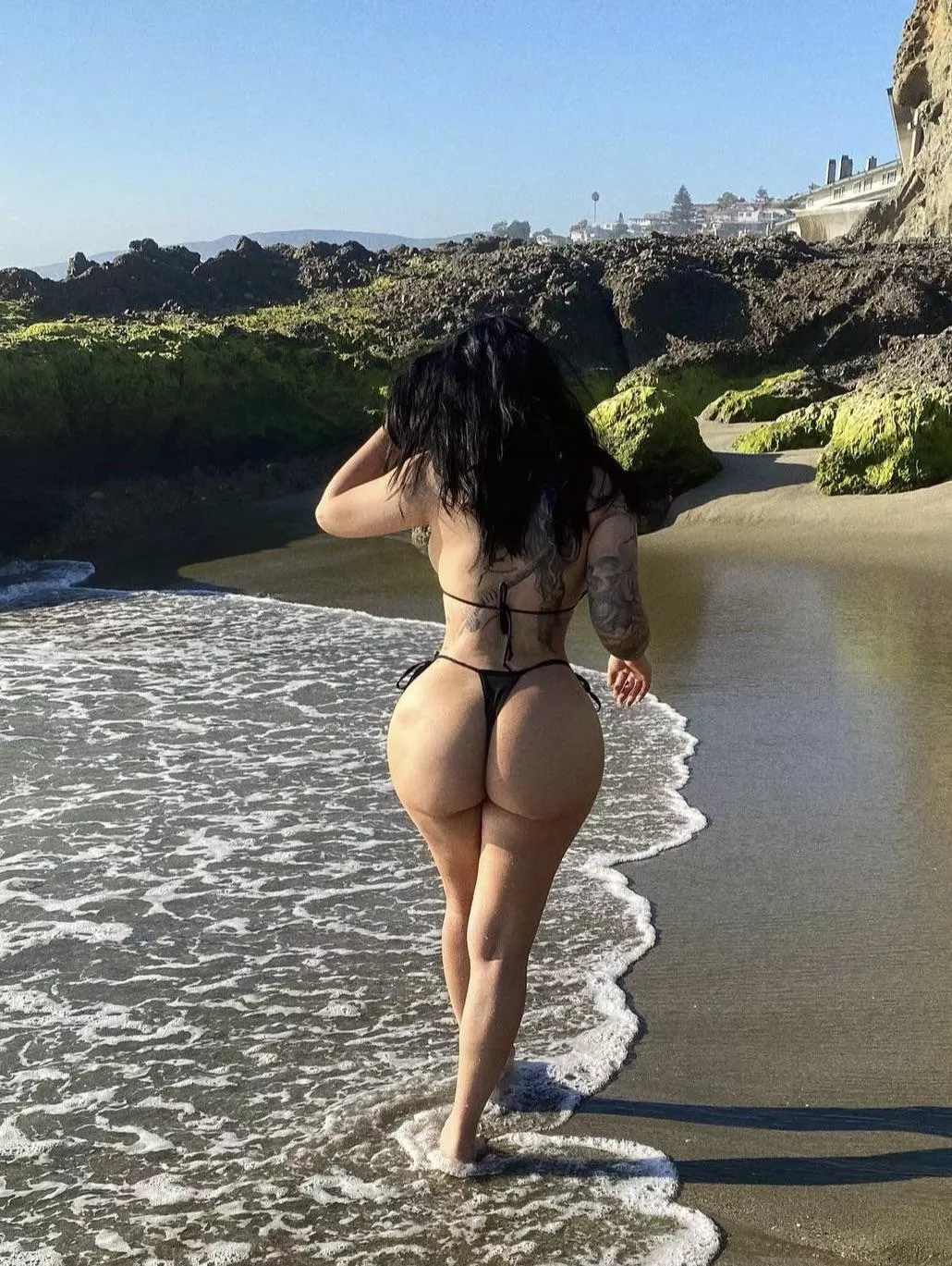 New Bathing suit.  While on vacation we thought we should get some new swim wear. Couldn’t find anything for the top side so we decided to go topless. She was worried if we walked into someone. 