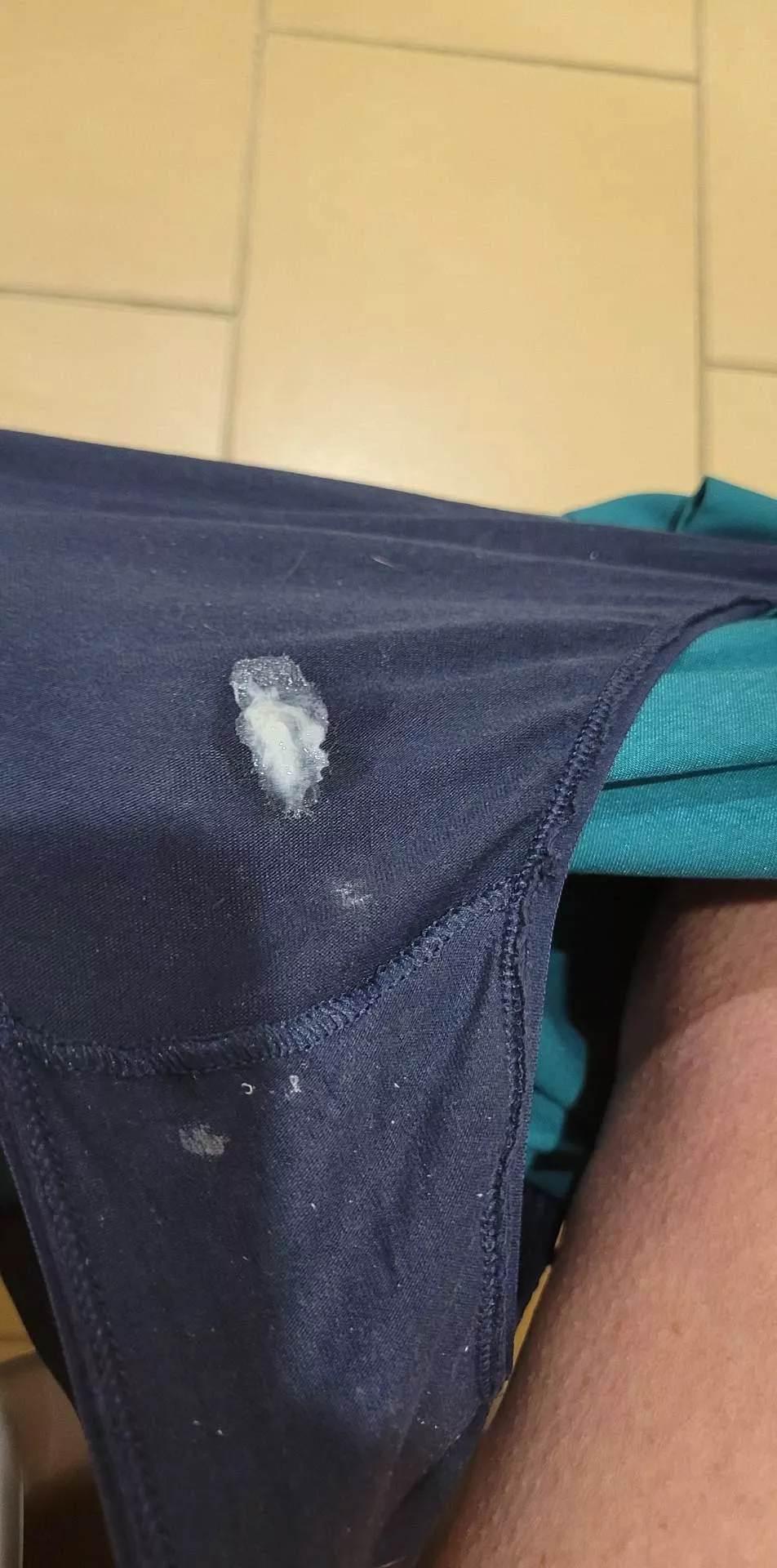 Only a few hours at work and my panties are already this messy. I have to at least hold out a few more hours before changing!! 🍑💦