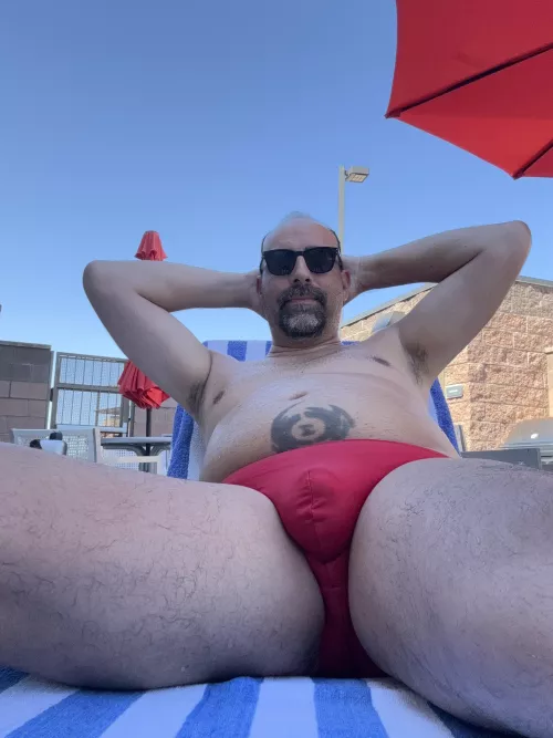 Red hot speedo at the pool